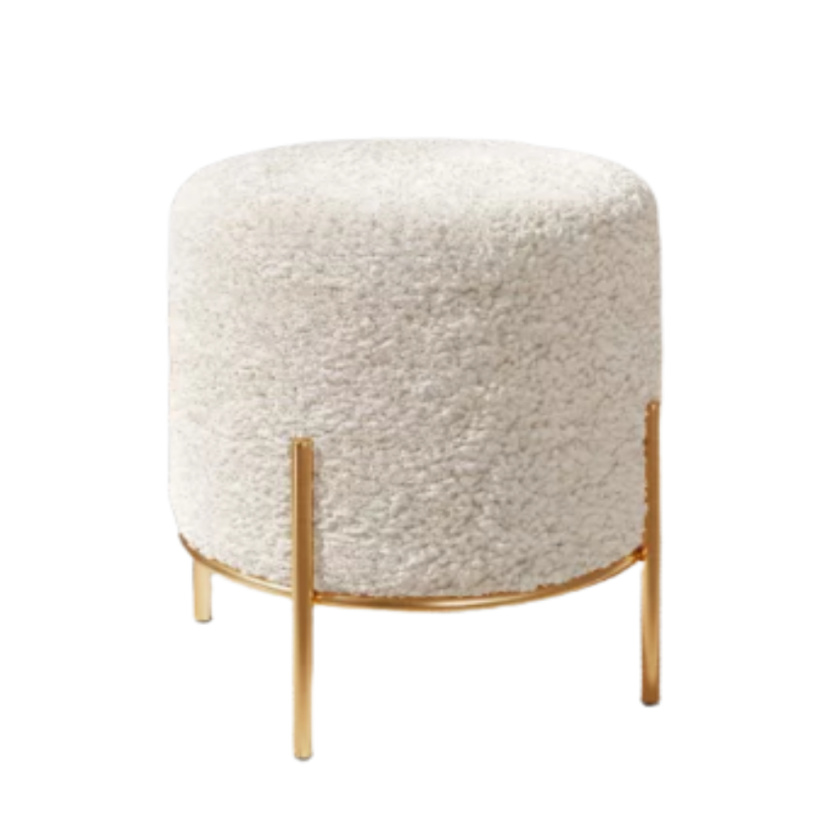 Pouf Boucle Bianco Piedi Oro