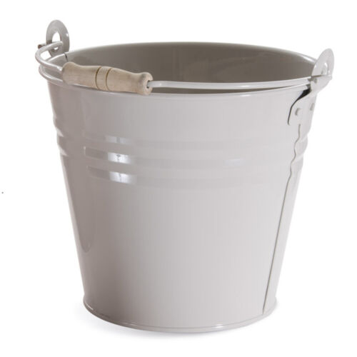 Secchio In Metallo Con Manici Beige h21 Ø23cm