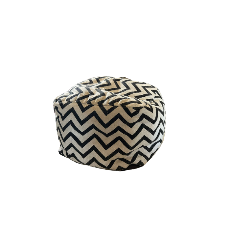 Pouf Velvet Bianco E Nero