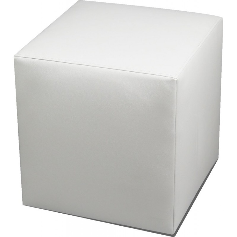 Pouf In Ecopelle Bianco 45x45x45